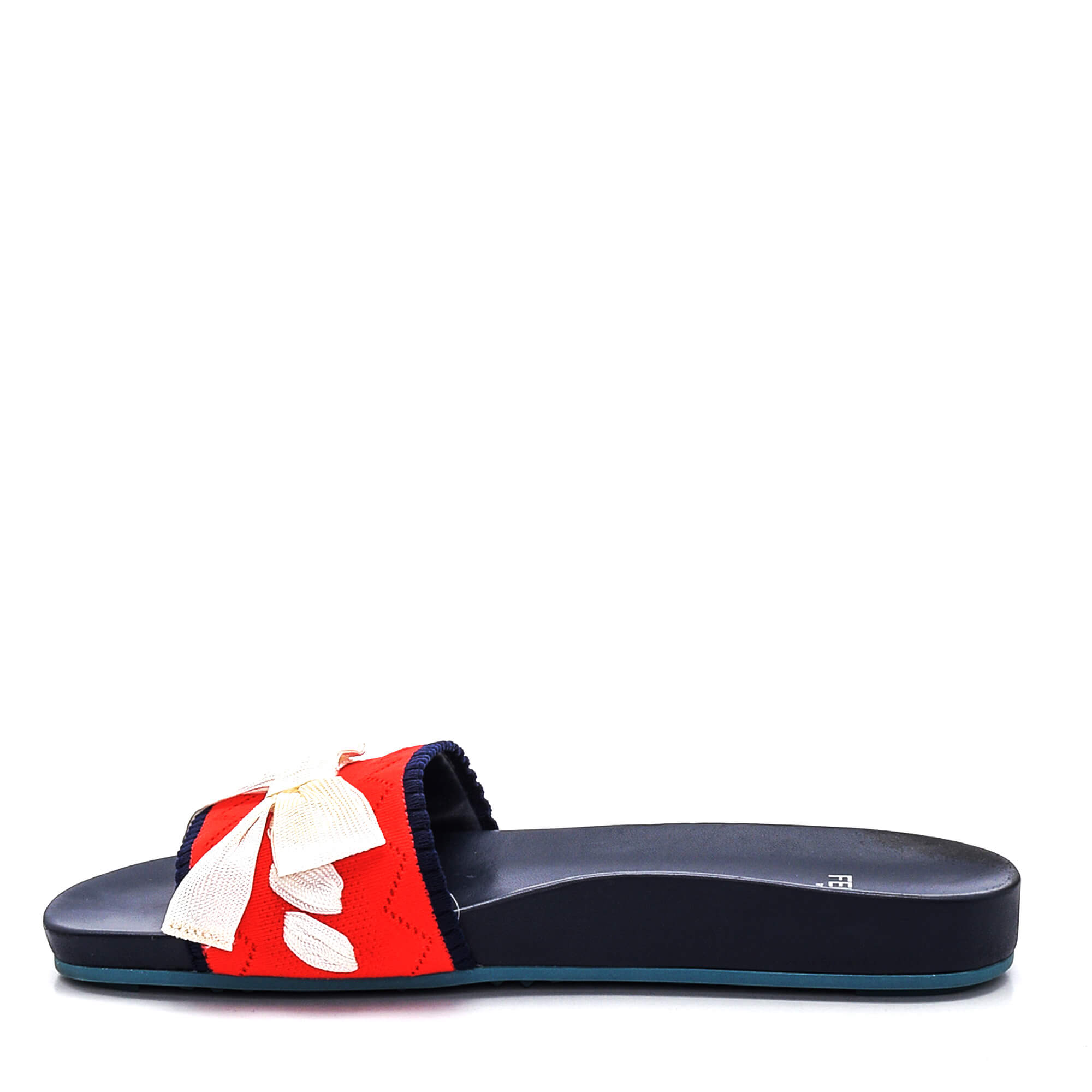 Fendi - Navy / Red Knit Ribbon Slippers